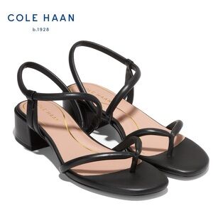 Cole Haan 360 Grand Calli Strappy Thong Block Leather Sandal - Black - Size 11B